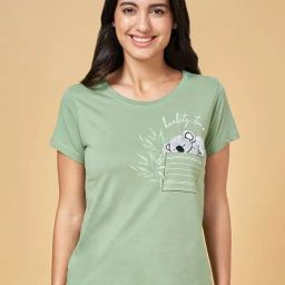 Dreamz by Pantaloons Green Cotton Graphic Print T-Shirt-44