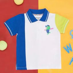 Pantaloons Baby White & Blue Cotton Printed Polo T-Shirt-image-15