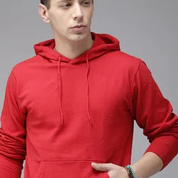 Roadster Men Red Solid Hooded Pullover Sweatshirt-picture-22