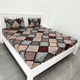 ohello Multicoloured Ethnic Motifs 300 TC King Bedsheet with 2 Pillow Covers-21