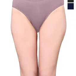 Exotica Lingerie Pack Of 3 Cotton Bikini Briefs EX RIYA-PACK OF 3-L.BROWN BLUE GREEN-M-picture-41