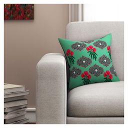 Sel By Nisha Gupta Floral Premium 16 By 16 Cushion Cover - Green-27