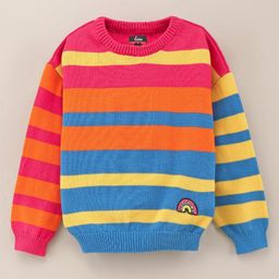 Vitamins Cotton Full Sleeves Striped Flat Knit Top - Multicolor-image-92