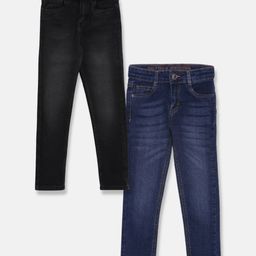 Tales & Stories Pack Of 2 Solid Jeans - Black Dark Blue-image-82