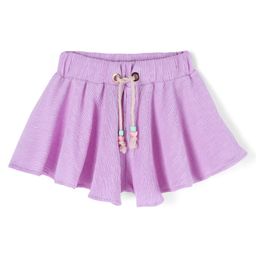 Little Kangaroos Woven Mid Thigh Flared Fit Textured Shorts with Crush Pleating - Lilac-image-4