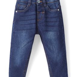 Babyhug Denim Full Length Washed Jeans With Stretch - Dark Blue-image-68