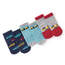 Cute Walk By Babyhug Cotton Knit Anti Bacterial Ankle Length Socks Car Design Pack Of 3 - Multicolour-picture-44