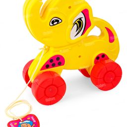 Fiddlerz Pull Along Elephant Toys For Kids Baby Early Walking Crawling Rope Pull Toy for Babies - Yellow-25