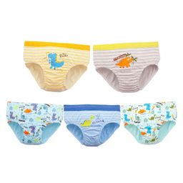 MumsLap Pack Of 5 Cotton Dinosaur Printed Baby Underwears - Multi Colour-image-9
