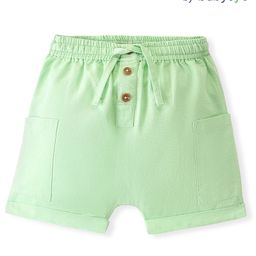 Babyoye Cotton Linen Woven Solid Dyed Shorts - Pistacho Green-image-4