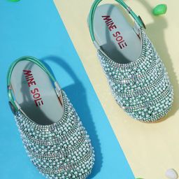 Mine Sole Pearl Detailed Sandals -Sea Green-image-69
