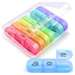 COZY VIBES Weekly Medicine Organizer Box 03 Times a Day, Tablets Container Case Travel Pill Box For 07 days - PACK OF 1 - COLOR MAY VARY-image-54