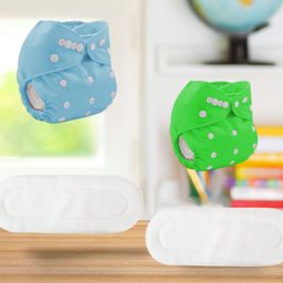 Sparkle Joy Washable & Reusable Cloth Diapers/Nappies Combo Pack of 2 Free size With 2 organic cotton White inserts - Skyblue & Green-7