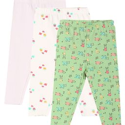 MINI KLUB Pack Of 3 Sheep Printed & Solid Leggings - Multi Colour-image-10