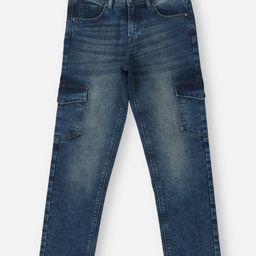 Pepe Jeans Ankle Length Washed Jeans with Cargo Pockets - Light Blue-image-67