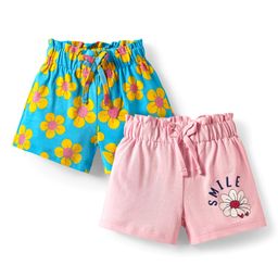 Doodle Poodle 100% Cotton Knee Length Shorts With Floral Print Pack Of 2 - Pink & Turquoise-image-31