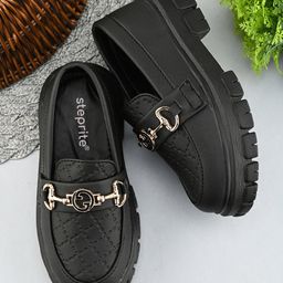 Steprite Metal Applique Detailed Boat Shoes - Black-image-45