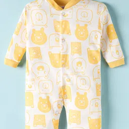 Kidi Wav Full Sleeves Bear Face Printed Sleepsuit - Multi Colour-picture-44