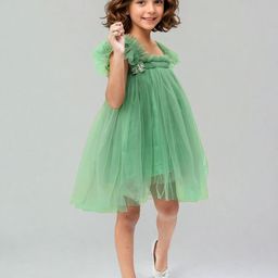Toonyport Flutter Sleeve Net Fit & Flare Dress image 3