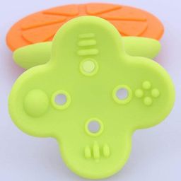 Numum Silicone Fruit Teether and Ring Food Nibbler for Baby Pack of 2 ( 1 Ring Nibbler pink - 1 Fruit Teether orange)( Color and design may vary) image 2