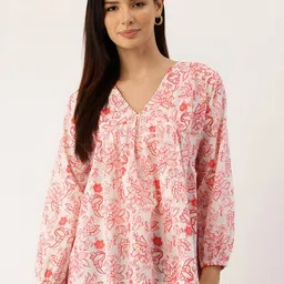 Rangun Women Floral Printed V-Neck Blouson Top-picture-49