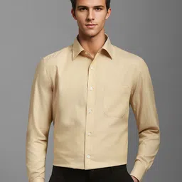 Louis Philippe Men Classic Spread Collar Solid Cotton Formal Shirt-picture-8