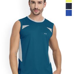 FTX Pack Of 4 Colourblocked Round Neck Sleeveless Innerwear Vests-picture-48