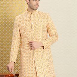 House of Pataudi Men Jashn Ethnic Motifs Embroidered Thread Work Zari Sherwani-picture-53