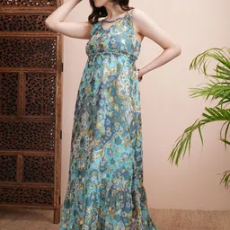 Vishudh Floral Print Fit & Flare Maxi Dress-image-70