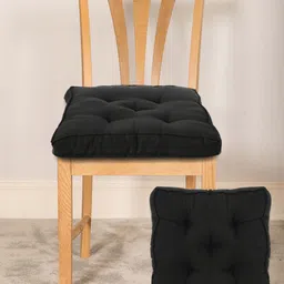 Kuber Industries Black Set of 2 Solid Chair Pads-103