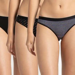 Jockey Black Cotton 3005 Bikini - Pack Of 3-image-6