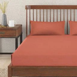 fabindia home Fabindia Maroon Linen 90 TC Double Bed Sheet With Pillow Covers-picture-19
