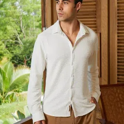 Campus Sutra Cream White Surf-Tactile Shirt-picture-12