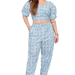 Kaajal by Vidhi Printed Top With Trousers Co-Ords-picture-17