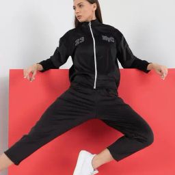 Sweet Dreams Black Regular Fit Solid Tracksuit-image-29