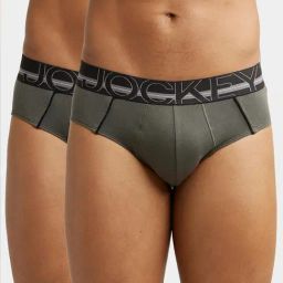 Jockey US14 Dark Olive Super Briefs with Ultrasoft Waistband - Pack of 2 (Waistband Color May Vary)-image-37