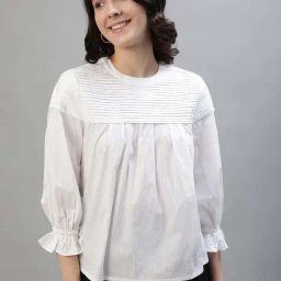 Iconic White Cotton Striped Top-picture-37