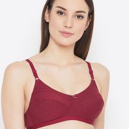 Clovia Maroon Solid Non-Wired Non Padded Everyday Bra BR0227X0942B-26