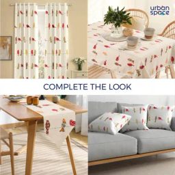 Urban Space Red Cotton Printed Long Door Curtain with Stainless Steel Rings & Tiebacks - Set of 2 (8 ft) image 5