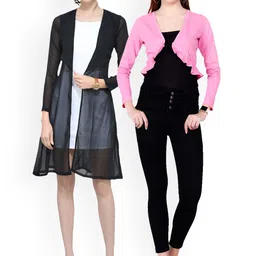 SCORPIUS Women Pack of 2 Open Front Shrugs-8