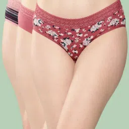 Leading Lady Multicolour Floral Print Hipster Panty - Pack of 3-image-7
