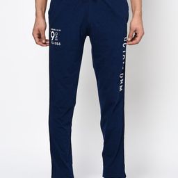 Octave Men Navy Blue Solid Cotton Track Pants-image-51