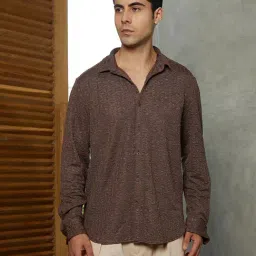 Campus Sutra Chocolate Brown Bloom-Textured Shirt-picture-15