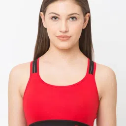 Candyskin Red & Black Non Wired Full Coverage Sports Bra-picture-1