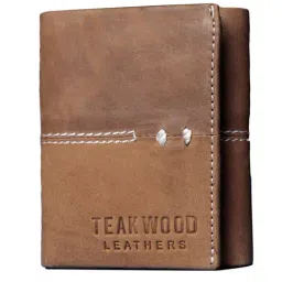 Teakwood Leathers Brown Leather Rfid Tri-Fold Wallet for Men-43