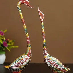 eCraftIndia 14 Inch Colorful Kissing Swan Couple Handcrafted Decorative Figurine-image-24