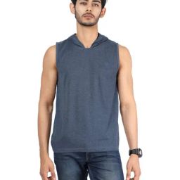Chkokko Navy Cotton Regular Fit Hooded T-Shirt-image-102
