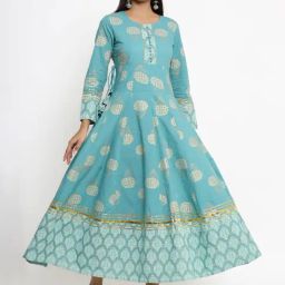 Kipek Blue Printed A Line Kurta-image-102