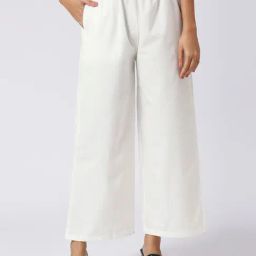 FITHUB White Straight Fit High Rise Palazzos-image-20