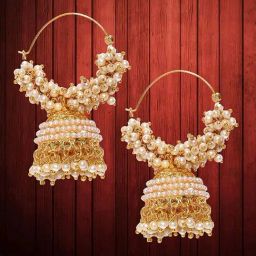 YouBella Blue Peach-Coloured Gold-Plated Enamelled Handcrafted Dome Shaped Jhumki Earrings-22